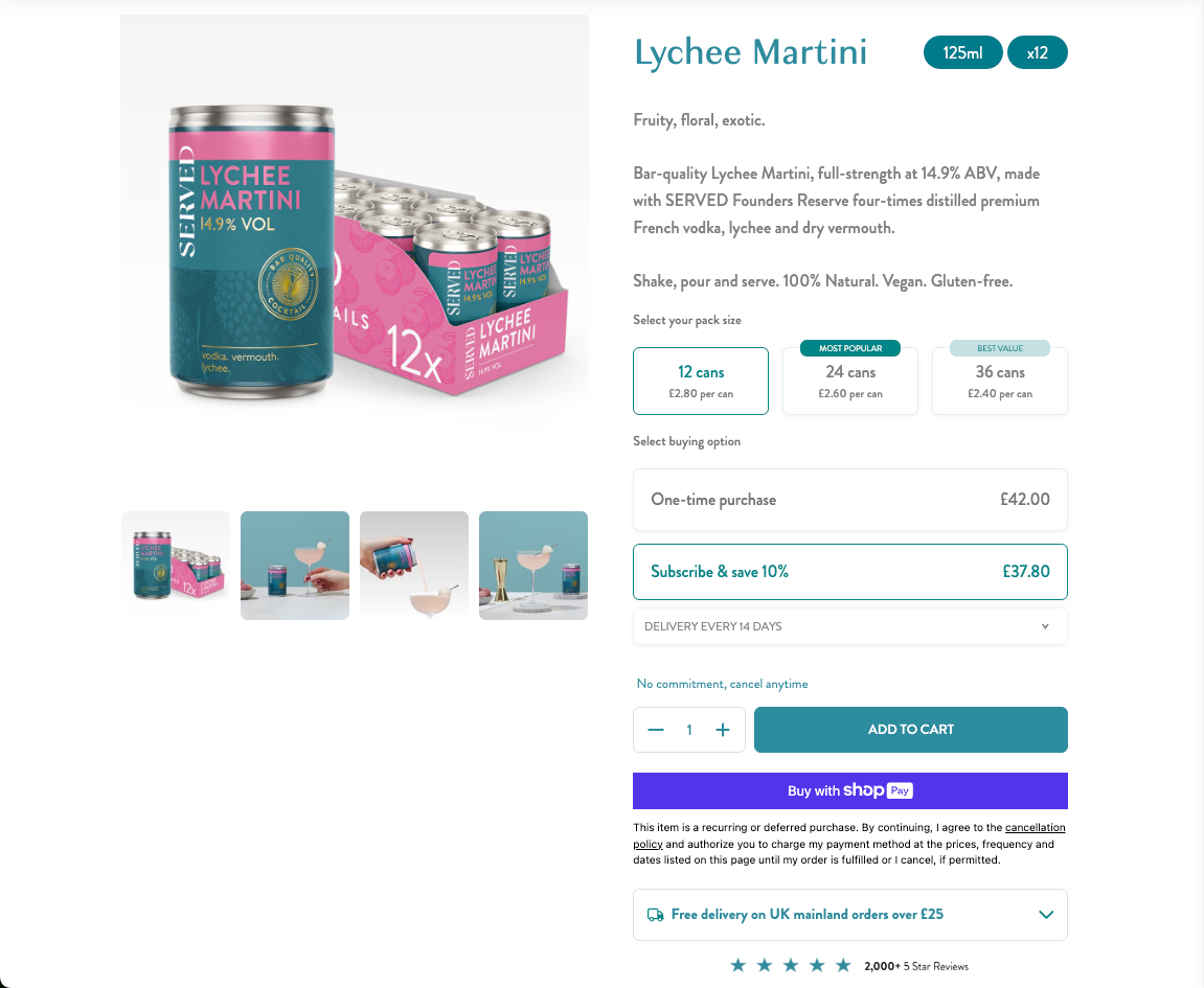 Above-the-Fold Optimization for an F&B Product Page